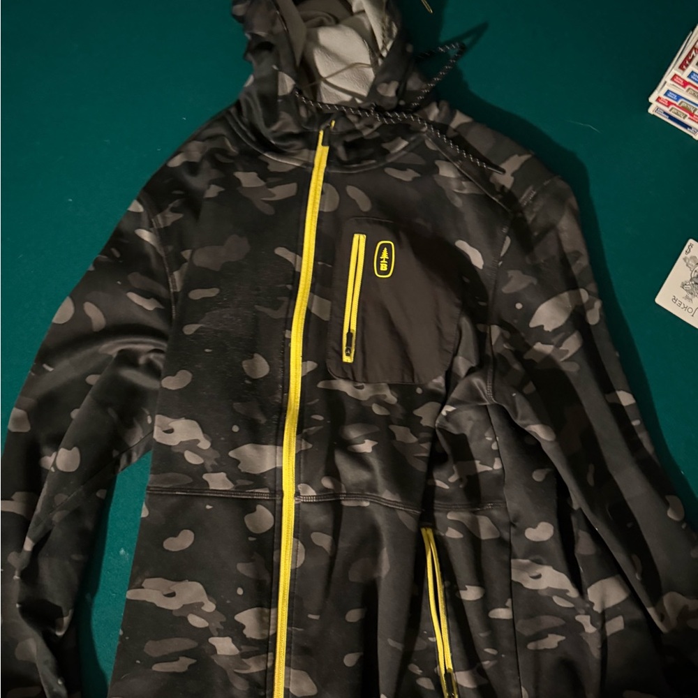 Camouflage Jacket with Yellow Accents